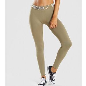 XS Gymshark Fit Leggings - Washed Khaki/White